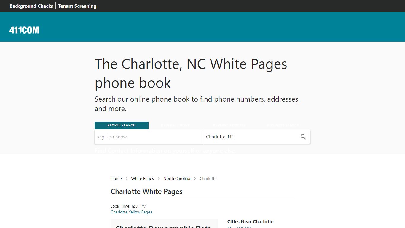 Charlotte White Pages - Phone Books in North Carolina (NC) | 411